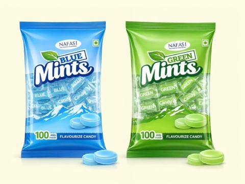Green Mint And Blue Mint Candy